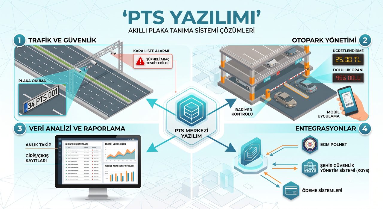 PTS Akıllı Plaka Tanıma Sistemi - Trafik güvenliği, otopark yönetimi ve entegrasyon çözümleri